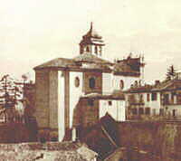 il lato ovest della chiesa attorno al 1940